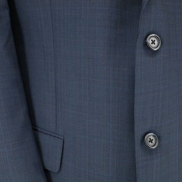 John W Nordstrom Sport Coat Mens 44R Blue Plaid Jacket Wool Reda Super 120s - Picture 12 of 16